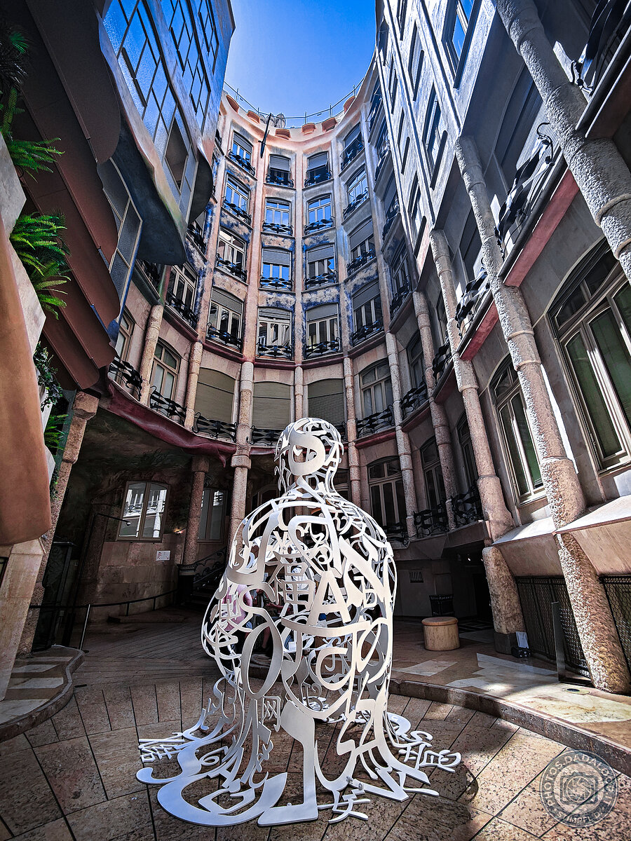 Letter sculpture in the courtyard of Casa Milà, Barcelona