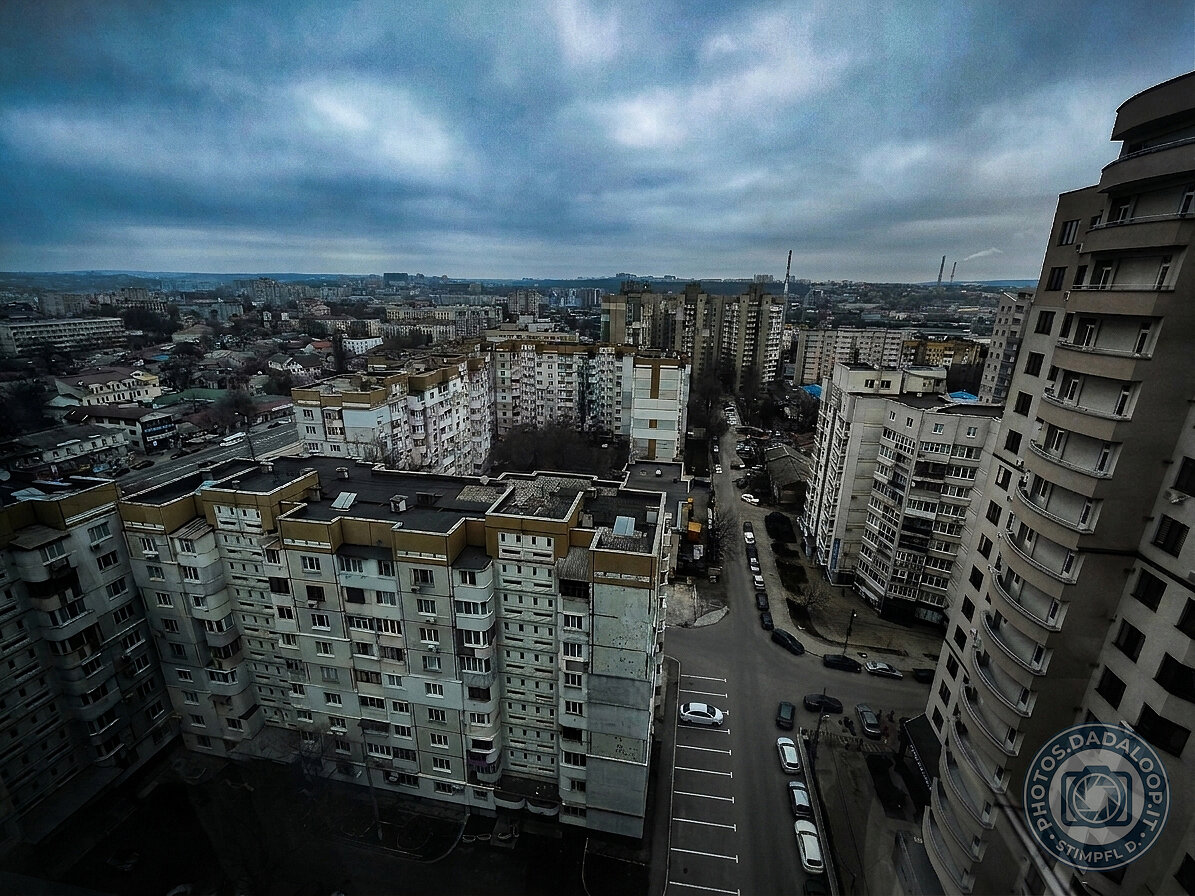 Soviet era residential district skyline in Chisinau, Moldova
