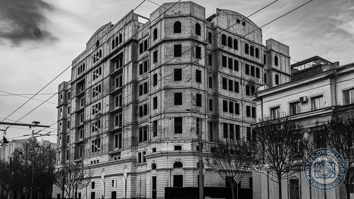 Skeleton of a building under construction, brutalist architecture