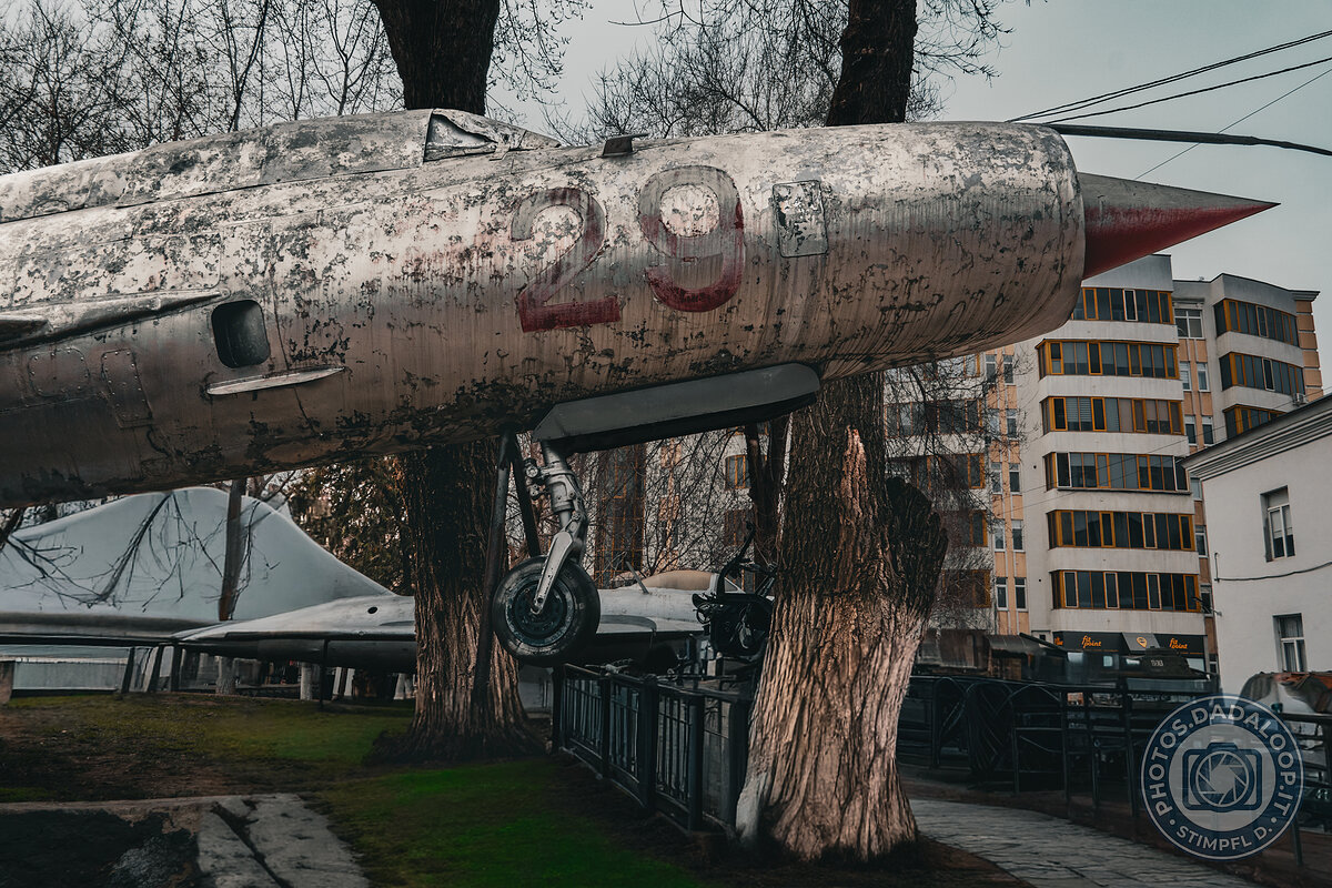 Abandoned airplane in a city park